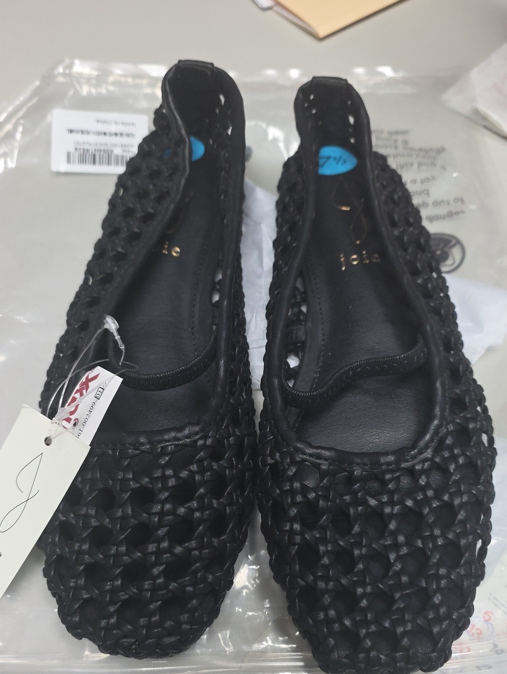 Jolie Black Woven Slip-On Flats